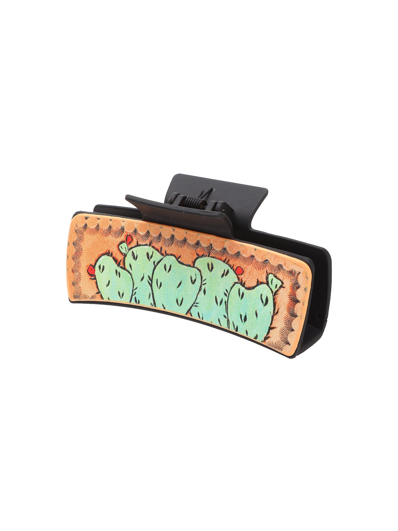 Wholesale  Western Style Cactus Cow Head Leather Hairpin Women Grab Clip